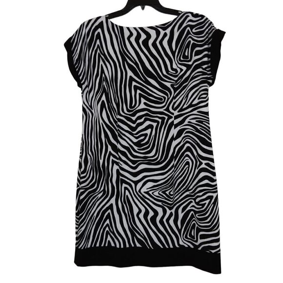 Chico's | Zebra Sheath Dress Black White Stretch | Size L (12) - Picture 5 of 7